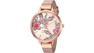 Nine West Floral Dial Strap Watch for Women