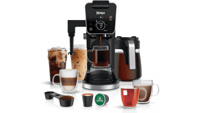 Ninja CFP301 DualBrew Pro Specialty 12-Cup Drip Maker with Glass Carafe, Single-Serve Grounds, K-Cup Compatible, 4 Brew Styles, Frother & Hot Water System, Black