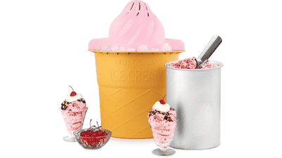 Nostalgia Electric Ice Cream Maker - Soft Serve Machine - Frozen Yogurt or Gelato - Fun Kitchen Appliance - Pink - 4 Quart