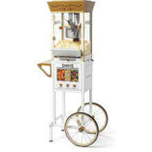 Nostalgia Popcorn Maker Machine - Professional Cart - 8 Oz Kettle - Makes 32 Cups - Vintage Movie Theater Style - Ivory
