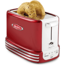 Nostalgia Retro 2-Slice Toaster, Vintage Design, Crumb Tray, Cord Storage, 5 Toasting Levels - Red