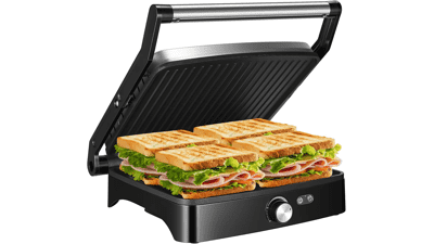 OSTBA Panini Press Grill - 4 Slice Large Non-stick Versatile Grill with Temperature Setting