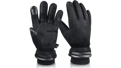OZERO Waterproof Winter Gloves -30 ℉ Cold Proof Touchscreen Anti Slip Silicon Palm - Heated Glove Thermal for Driving Cycling Motorcycle Warmest Gifts