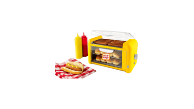 Oscar Mayer Extra Large 8 Hot Dog Roller & Bun Toaster Oven - Stainless Steel Grill Rollers, Non-stick Warming Racks, Adjustable Timer