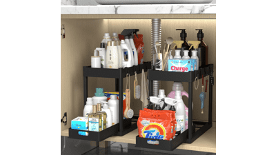 POUGNY 2PC Under Sink Organizer Rack 2 Tier