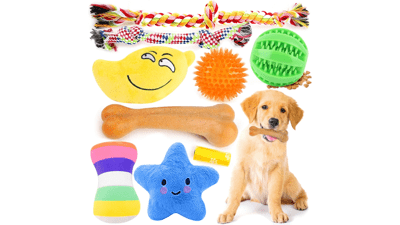 PUPTILY 9 Pack Dog Toys, Luxury Puppy Christmas Chew Toys