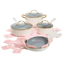 Paris Hilton Epic Nonstick Cookware Set, 12-Piece, Cream
