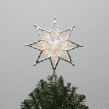 Philips Silver Star Treetopper with Iridescent Tinsel - 3 Light Functions - UL Listed - 10 Bicolor Microdot LEDs
