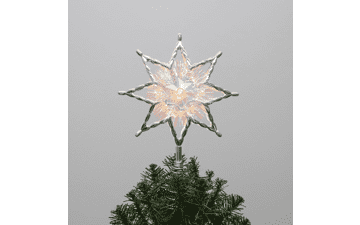Philips Silver Star Treetopper with Iridescent Tinsel - 3 Light Functions - UL Listed - 10 Bicolor Microdot LEDs
