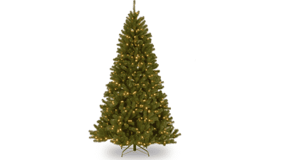 Pre-Lit Artificial Christmas Tree - Green North Valley Spruce - 7 Feet