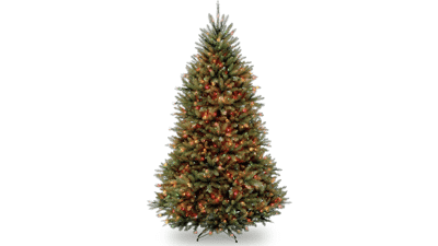 Pre-Lit Artificial Full Christmas Tree - Green Dunhill Fir - Multicolor Lights - 6.5 Feet