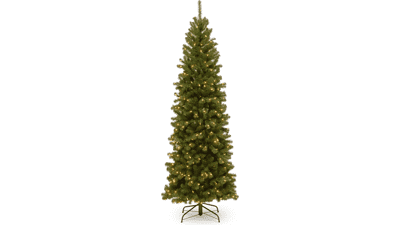 Pre-Lit Artificial Slim Christmas Tree - Green, North Valley Spruce - 7 Feet
