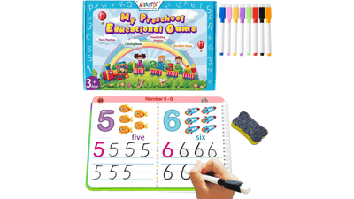 Preschool Learning Activities Workbook - Toddler Prek Handwriting Practice Tracing Toys Montessori Busy Book for Kids