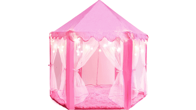 Princess Tent for Kids - 55" X 53" with LED Star Lights | Princess Toys | Toddler Playhouse