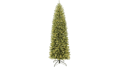 Puleo International 7.5 Foot Pre-Lit Fraser Fir Pencil Christmas Tree