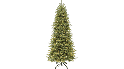 Puleo International 7.5ft Pre-Lit Slim Fraser Fir Christmas Tree with 500 Clear Lights
