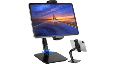 Purboah Tablet Stand Holder for iPad - Portable Monitor Stand with 360° Rotate Base - Fits 4.7-13.5