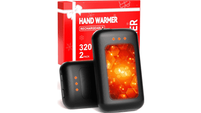 Rechargeable Hand Warmers, 2 Pack 6400mAh, 16 Hours Lasting