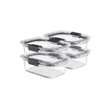 Rubbermaid Brilliance Glass Storage 3.2-Cup Food Containers with Lids, Pack of 4