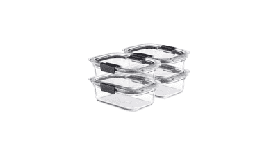 Rubbermaid Brilliance Glass Storage 3.2-Cup Food Containers with Lids, Pack of 4