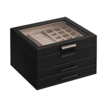 SONGMICS Glass Lid Jewelry Box 3-Layer Organizer with 2 Drawers