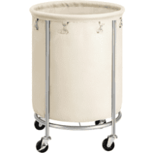 SONGMICS Laundry Basket with Wheels, 45 Gal., Round Laundry Cart