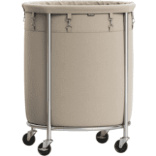 SONGMICS Laundry Basket with Wheels, 45 Gal., Round Laundry Cart