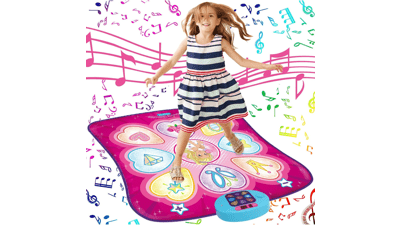 SUNLIN Dance Mat - Rhythm Step Play Mat - Dance Game Toy Gift for Kids - Dance Pad with LED Lights, Adjustable Volume, Built-in Music, 3 Challenge Levels