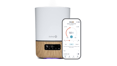 Safety 1st Connected Smart Humidifier - 1 Gallon Tank Size, Cool Mist with Hygrometer and Nightlight, Whisper Quiet for Baby Bedroom, Nursery, iOS and Android Compatible