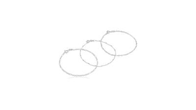 Set of Three Chain Bracelets: Singapore, Figaro, and Bead Station