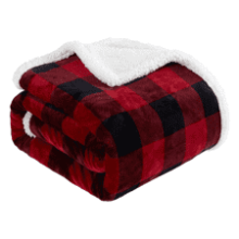Sherpa Red and Black Buffalo Plaid Christmas Throw Blanket - Fuzzy Fluffy Soft Cozy - Couch Bed Sofa - 60" X 70"