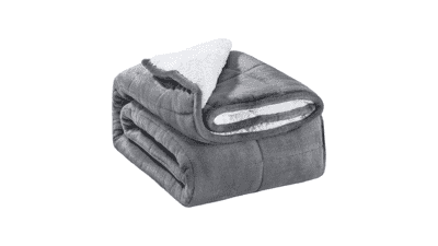 Sivio Sherpa Fleece Weighted Blanket for Adult, 15 lbs, Soft Plush Flannel, Reversible Queen-Size, Extra Warm Cozy Fluffy, Grey