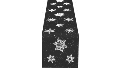 Small Embroidered Snowflakes Table Runner for Christmas Holidays - Dark Gray - 14 × 33 Inches