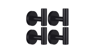 Stainless Steel Heavy Duty Towel Hooks 4 Pack Matte Black