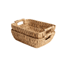 StorageWorks Large Hand-Woven Storage Baskets, Water Hyacinth Wicker, 2-Pack