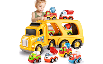 TEMI Construction Truck Toys for Boys 5-in-1 Friction Power Toy