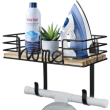 TJ.Moree Ironing Board Hanger Wall Mount with Storage Basket and Hooks