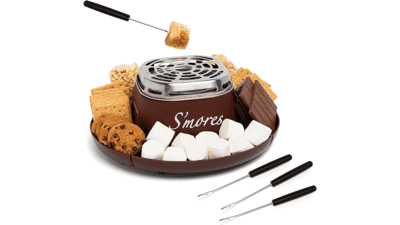 Tabletop Indoor Electric S'mores Maker - Smores Kit with Roasting Sticks and Trays - Movie Night Supplies