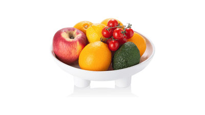 Tanirapel Ceramic Fruit Bowl - 10" Large Decorative Bowl for Kitchen Counter and Home Decor - Modern Pedestal Bowl - White