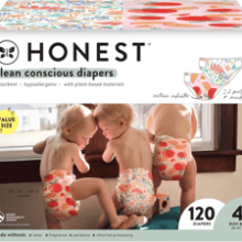 The Honest Company Clean Conscious Diapers | Plant-Based, Just Peachy + Flower Power | Size 4 (22-37 lbs), 120 Count