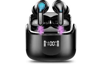 Wireless Earbud Bluetooth Headphones 5.3 Bass Stereo Earphones Noise Cancelling with 4 ENC Mic IP7 Waterproof