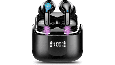 Wireless Earbud Bluetooth Headphones 5.3 Bass Stereo Earphones Noise Cancelling with 4 ENC Mic IP7 Waterproof
