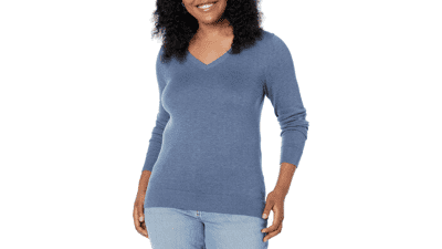 Women's Classic-Fit Lightweight Long-Sleeve V-Neck Sweater - Plus Size