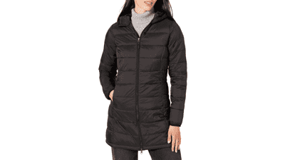 Women's Lightweight Water-Resistant Hooded Puffer Coat - Plus Size