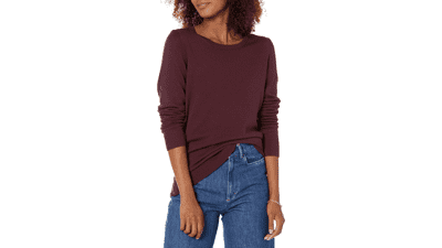 Women's Long-Sleeve Lightweight Crewneck Sweater - Plus Size
