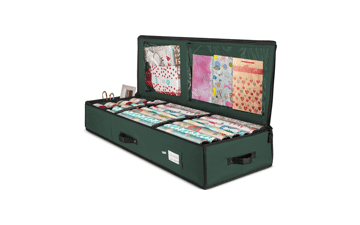 ZOBER Wrapping Paper Storage Container - 40 Inch Organizer with Pockets - Fits 20 Standard Rolls, Bows, Ribbons