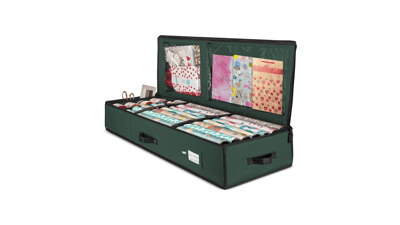 ZOBER Wrapping Paper Storage Container - 40 Inch Organizer with Pockets - Fits 20 Standard Rolls, Bows, Ribbons