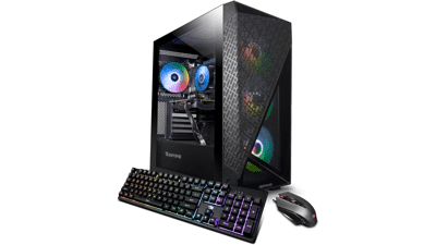 iBuyPower SlateMesh Gaming PC Desktop (AMD Ryzen 5 7600, RTX 4060 8GB, 16GB DDR5 5200 Mhz, 500GB NVMe SSD, Windows 11 Home) - Black