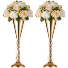 2 Pcs Tabletop Metal Wedding Flower Trumpet Vase