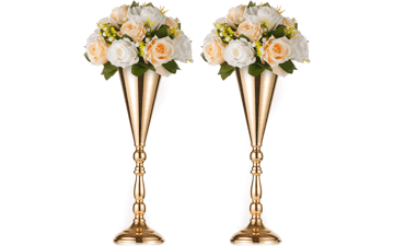 2 Pcs Tabletop Metal Wedding Flower Trumpet Vase